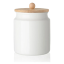 Sweejar Ceramic Kitchen Canisters, 28 FLOZ Porcelain Food Storage Jar with Airtight Seal Wooden Lid, Home Container Serving for Coffee Beans, Tea-leave, Sugar, Salt and More, Tool Bucket (White)