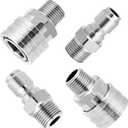 M MINGLE Pressure Washer Adapter Set, 2 Sets 3/8" Quick Connect Fittings, Male Pressure Washer Quick Disconnect Kit, Stainless Steel, 5000 PSI