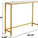 loglus Small Console Table for Entryway, Faux Marble MDF Sofa Table with Golden Frame, Single Layer, White Marble, 9.45" D x 38.19" W x 30" H