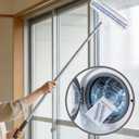 Shower Squeegee for Glass Doors, Telescopic 2-in-1 Squeegee for Window Cleaning with Microfiber Scrubber for Bathroom, Tile Wall, Car Windshield