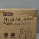 MODOWEY Necklace Holder Organizer Stand with Wood Tray, 36 Hooks Tall Display Tree for Women Men Vendors, Adjustable 2 Tier Metal Jewelry Rack, Large Capacity for Dresser Small Space, Gold+White