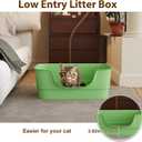 Extra Large Cat Litter Box for Big Cats - High Sides & Low Enter Design, 23.43x16.73x8.46 Inches Spacious Anti-Spill Pet Toilet（Green）
