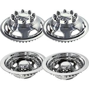 17" Stainless Steel Wheel Simulators, 8 Lug Snap-On RV Hubcaps,17 Wheel Cover Compatible with 2003-2025 Dodge RAM 3500 Dually, 2005-2025 Ford F350 Dually, 2008-2025 Chevy 3500 Dually