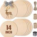 Suzile 10 Pcs 14 Inch Round Wood Circles for Crafts Unfinished Wooden Blank Signs Wood Circles for Craft Round Disc for DIY Christmas Home Decor Painting, 2mm Thick