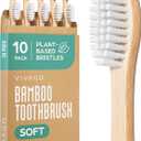 Bamboo Toothbrushes 10 Pack  Natural Toothbrushes, Plant-Based Soft Bristles  Eco-Friendly Wooden Toothbrush