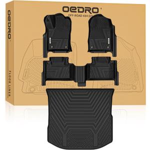 OEDRO Floor Mats Set Fits for 2016-2021 Jeep Grand Cherokee / 2022 Jeep Grand Cherokee WK, Custom Fit Black TPE All Weather Front & Rear Row Trunk Liners Car Floor Mats Set