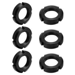 uxcell M27x1.5mm Retaining Four-Slot Slotted Round Nut, 6Pcs Carbon Steel Round Lock Nut for Various Rolling Bearings, Industrial Field, Black