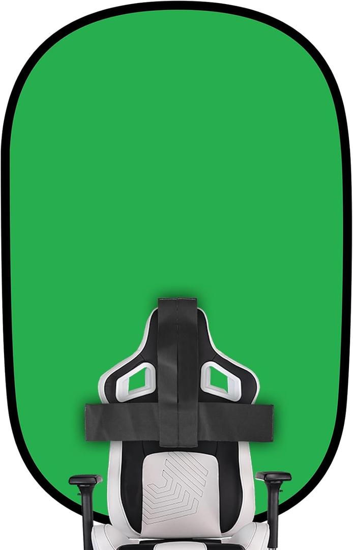 Green Screen Backdrop, 58in Portable Green Screen Chair with Stand Double Sided Foldable Green Background, Chroma Key, for Photography Streaming Gaming Photo Zoom Video Chats and Meeting