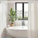 White Shower Curtain Rod 34-66 Inches(2.8-5.5ft) Adjustable Shower Rod No Drilling Non-slip Never Rust Shower Tension Rod for Bathroom Bedroom Windows Outdoor Garden