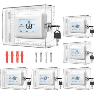 6 PCS Large Thermostat Lock Box Cover with Key, Clear Thermostat Cover with Lock Compatible with Home Thermostat On Wall, AC Lock Box Cover with Key Fits Thermostats 5" H x 6" W or Smaller