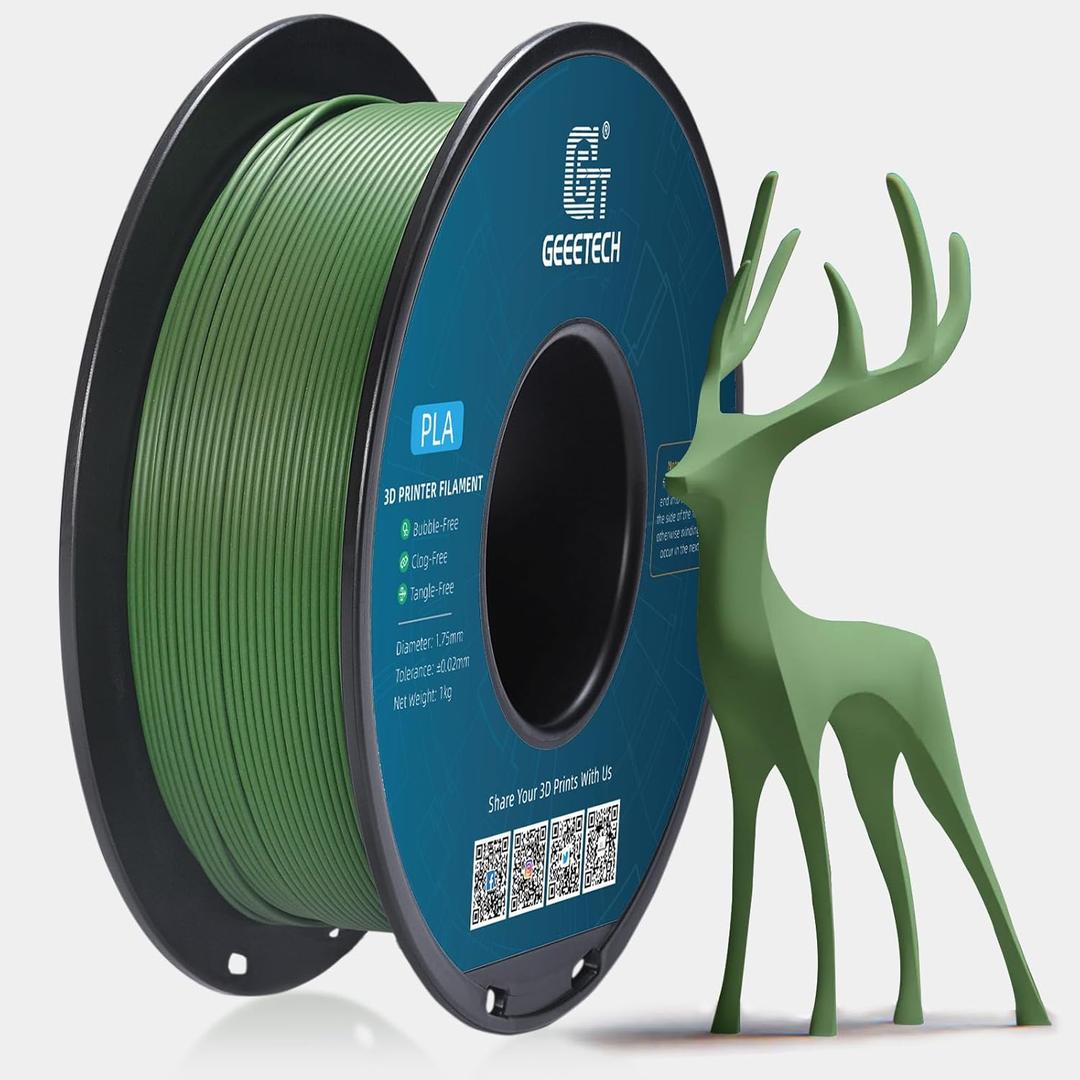GEEETECH Matte PLA Filament 1.75mm, Olive Green PLA Matte 3D Printer Filament 1kg Spool (2.2lbs), Dimensional Accuracy +/- 0.02 mm, 1.75 PLA Filament Matte 3D Printing Filament