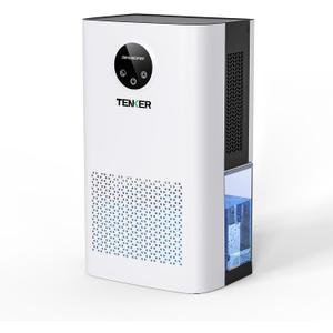 TENKER Dehumidifier for Home, 77 OZ Water Tank (1000 sq.ft) Dehumidifiers, Quiet Dehumidifier with Sleep Mode, Auto Shut Off, 7-Color LED Light for Closet Bedroom Bathroom Basement RV, White