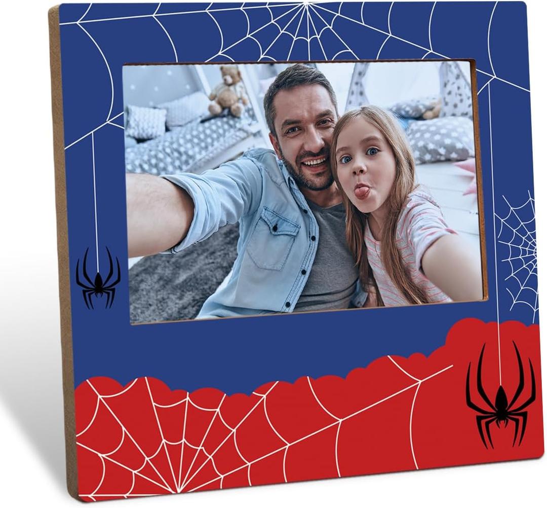 HBSMD Halloween Spider Web Themed Picture Frame, Holds 4x6 Inch Photo, Spooky Decorative Frame for Halloween Enthusiasts, Great Gift to Display Festive Memories & Add a Creepy Vibe to Your Space