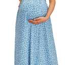 OUGES Maternity Maxi Dress Wrap Baby Shower Pregnancy Dresses for Photoshoot Maternity Outfits Summer Clothes 2026, Size Large