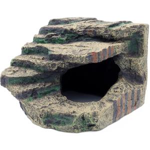 JIHAQUA Large Resin Reptile Tank Accessories Hideouts Cave Habitat Decor for Leopard Gecko Lizards Turtle
