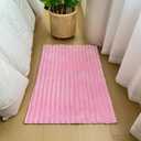 Light Pink Faux Fur Striped Plush Area Rug for Bedroom Living Room Sofa,2'x3' Fluffy Shaggy Rectangular Square Rug for Kids Teen Girls Room,Furry Carpet Rug for Nursery Baby Room