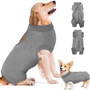 SlowTon Dog Recovery Suit - Surgery Recovery Suit for Female Male Dogs, Dog Onesie After Spay Abdominal Wounds, E-Collar Cone Alternative Prevent Licking Pet Surgical Suit(Grey,L) (Large(Back:14.6'', Chest:19-22''))