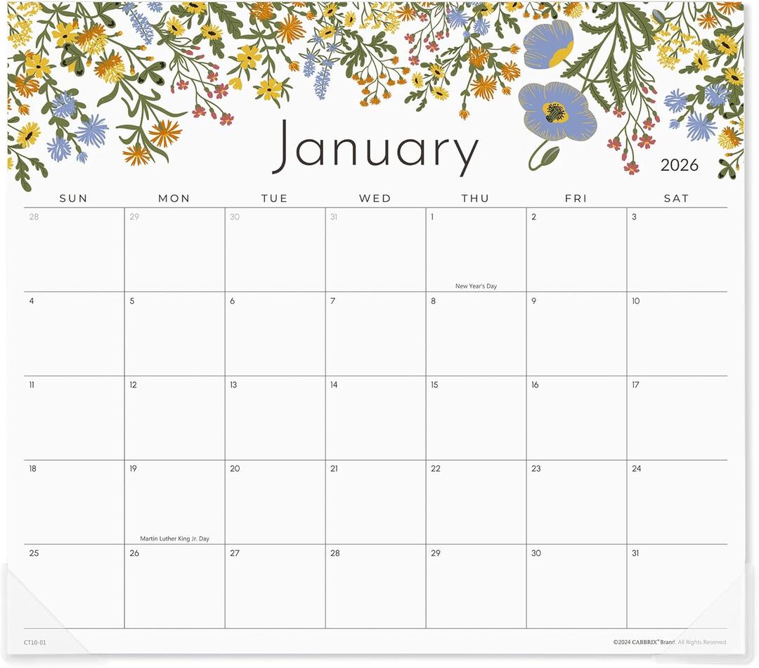 Cabbrix Magnetic Calendar for Fridge, 2026 Refrigerator Calendar Including January 2026 to June 2027 for Planning and Organizing Your Life, 13" x 11-1/2", Floral