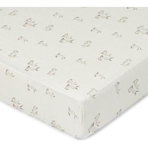 Crane Baby 100% Organic Cotton Gender Neutral Animal Nursery Bedding, Fitted Sheet, Soft Breathable GOTS Certified Cotton, Bunny Crib Sheet