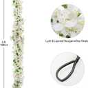 Briful 6ft White Bougainvillea Flower Garland Artificial Silk Floral Vine with Built-in Hook Faux Flower Garland for Backdrop Table Wall Wedding Party Home Decoration