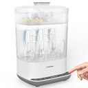 HAUTURE Bottle Sterilizer and Dryer, 6-in-1 Baby Bottle Sterilizer (Esterilizador de Biberones), 10 Bottles Capacity, Electric Steam Bottle Sanitizer for Baby Bottles, Breast Pump Parts & Pacifiers (White)