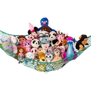 Lilly's Love Stuffed Animal Hammock | Corner Hanging Organizer, Toy Storage, Stuffed Animal Storage Net | Made From Quality Fishing Net, Holds 12lbs | 67"x47"x47" (Green)