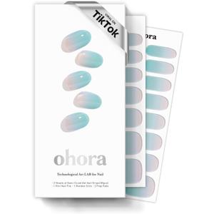 ohora Semi Cured Gel Nail Strips (N Soap Bubble) - Works with Any Lamps, Salon-Quality, Long Lasting, Easy to Apply & Remove