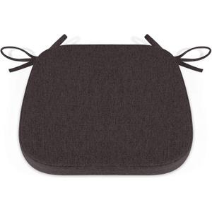 Shinnwa Dining Chair Cushions, Non Slip Kitchen Chair Pads with Ties, Indoor Seat Cushions, 15 x 15.5 inches, Dark Brown