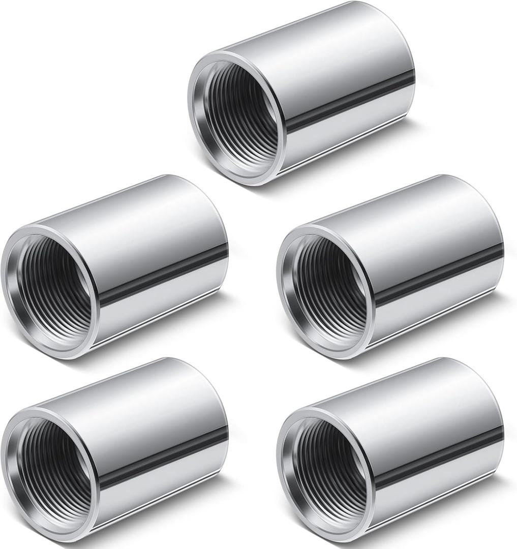 Hicarer 5 Pcs Female Galvanized Well Point Drive Coupling for MFG DRCOUP 125 1-1/4"" Sand Point Well Drilling Kit for Well Hand Pump Accessories, Silver