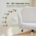 HUANUO Criss Cross Office Chair for Women, Cross Legged Desk Chair with Adjustable Armrests, Soft Corduroy Fabric for Small Spaces, Petite Home Office Computer Chair for Girls, White