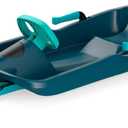 Durable Kids' Toboggan Sleds - Plastic, Lightweight, Winter Snow Sleds with Tow Strap & Pull-Up Brakes (Titan Blue)