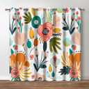 Jekeno Floral Blackout Curtains, Boho Colorful Flowers Print Decor for Home Bedroom Living Room Grommet Window Darkening Drapes, 52 Wide 84 Long Inches 2 Panel Set (Bohemian1)