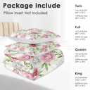Pamnest Comforter Set Twin Size, Floral Botanical Flower Soft 2 Pcs Bedding for Kids and Adults, Peony Vintage Red Rose Comforter Set with Pillowcase, for Bedroom Bed Decor