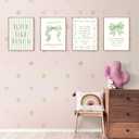 LARTSFRO Coquette Sage Green Bow Jesus Wall Art Decor Posters, Green Bow Room Bedroom Bathroom Wall Art Decor Aesthetic for Teen Girls Gifts, Inspirational Bible Verses Bow Wall Decor, 12x16 Inch Set of 4 Bow Pictures(UNFRAMED)