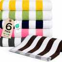 Salt Earth Cotton Striped Beach Cabana Towel, 6 Pack - 30"x60" Quick Dry Towels, Pool Essentials, Travel, Gym & Bathroom Towels, Oversized Beach Vacation Essentials(Multi - Colour/Multipack)