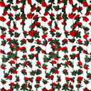 8Pcs 63Ft Red Rose Garland, Fake Rose Hanging Flowers, Artificial Flower Vine, Hanging Floral Vine Garland for Wedding, Birthday Party, Wall Arch, Halloween, Christmas Garden Backdrop Decor