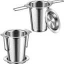 2Pack Long-Handled Tea Strainer, BOMANSI BOMS Stainless Steel Tea Infuser Basket Sitting in Mugs, Tea Infusers for Loose Tea, Fine Mesh Tea Diffuser Tea Strainers Filters, Tea Steeper for Leaf