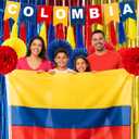 Colombia Decorations Colombia Flag Party Decorations Set Red Blue Yellow 12" 10" Tissue Flower Paper Pom Poms 8" Paper Fan Tassels Foil Curtain Backdrop Banner for Birthday Party Supply