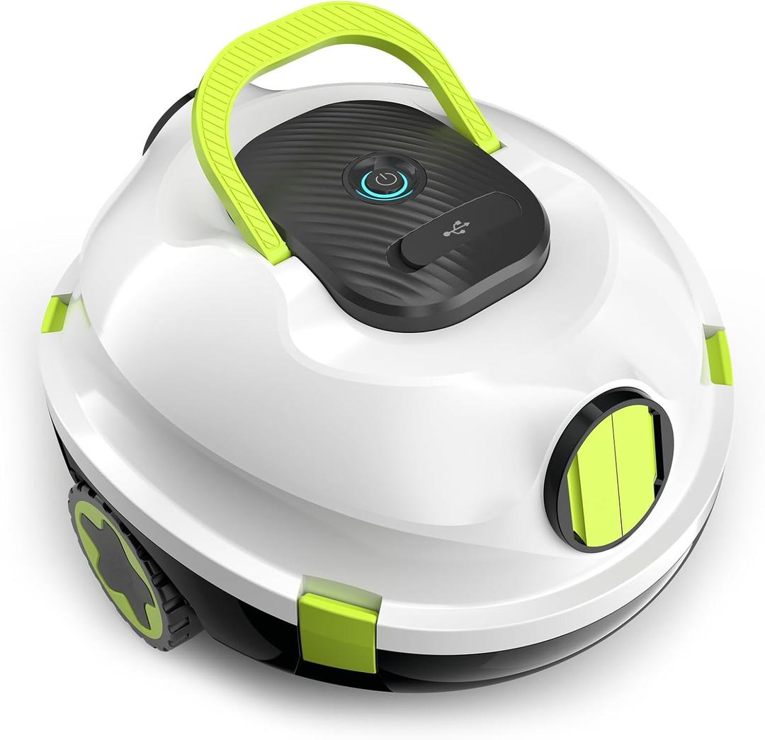 Y20 Robotic Pool Cleaner, Cordless Pool Vacuum for Above Ground & Inground Flat Pools with Dual Motors, 130 Min Runtime, Auto-Parking, Powerful Pool Vacuum Robot for Up to 1200 Sq.Ft