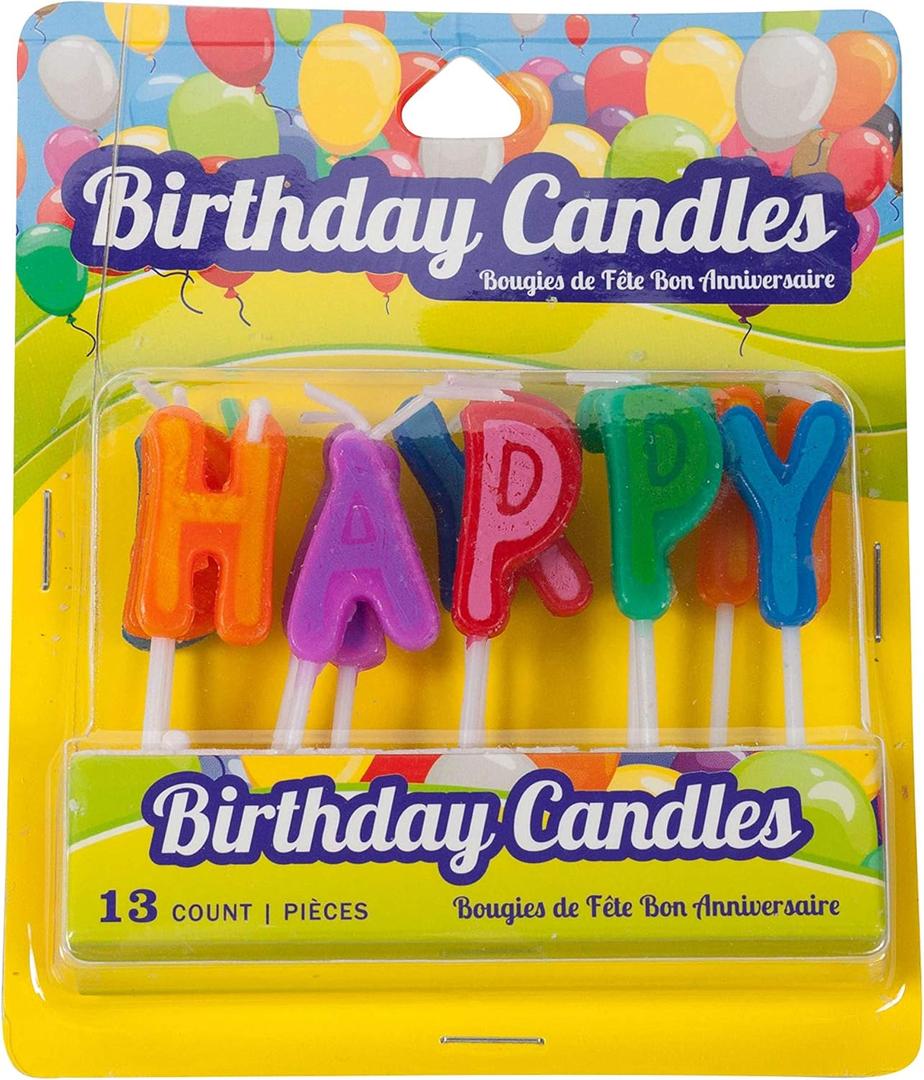 Jacent Happy Birthday Letter Candle Cake Toppers, 13 Count per Pack - 1 Pack