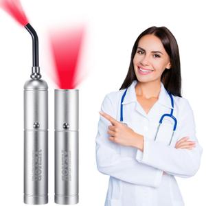 VEVOR Red Light Therapy Device with Removable Tip, 2 in 1 Facial & Body Light Therapy Wand for Joint Mouth Nose Ear, Handheld Red Light Healing Therapy Torch & 5 Wavelength, Pulse Mode for Pain Relief