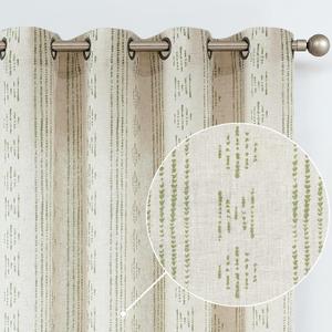 jinchan Boho Curtains Curtains for Living Room Farmhouse Drapes 84 Inch Length Geometric Striped Mudcloth Light Filtering Bedroom Window Grommet Curtains 2 Panels Sage Green on Beige