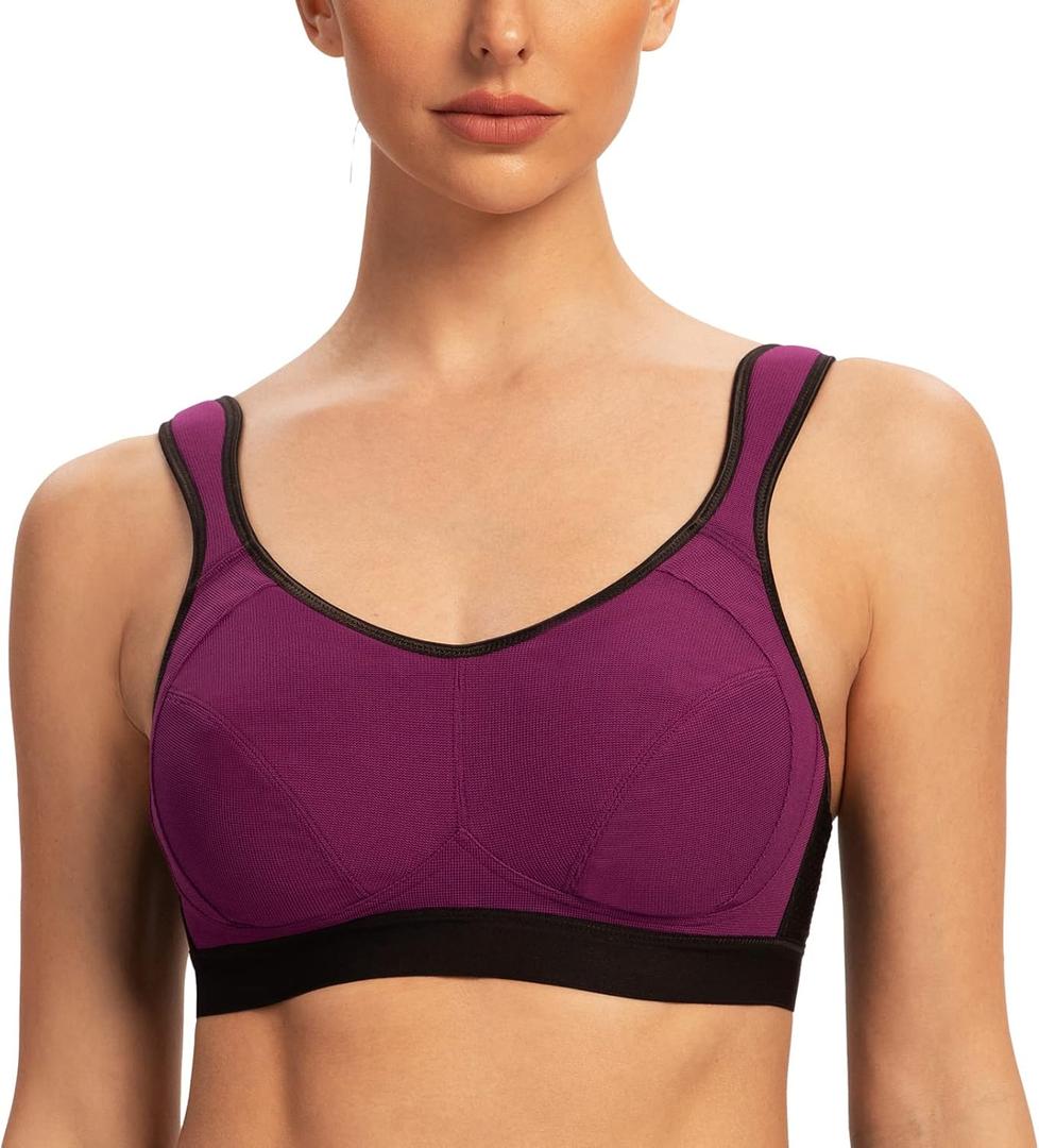 Women's High Impact Support Wirefree Bounce Control Plus Size Workout Sports Bra (32B, Magenta)