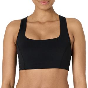 Amazon Essentials Women's Active FormFlex Buttery Soft Light Support Square Neck Racerback Sports Bra, Black, Small