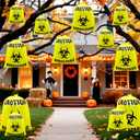 2 x 12 Pcs Large Halloween Leaf Bags Biohazard Halloween Decorations Halloween Trash Bags for Leaves Plastic Yard Lawn Waste Bag Scientist Biohazard Bag Outdoor Biohazard Zombie Party Decorations (Yellow)