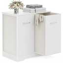 120L Double Pull-Out Laundry Hamper Cabinet with Removable Bags, White 23.6"L x 13"W x 29.5"H