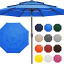 JEAREY 9FT 3 Tier Patio Umbrella Outdoor Market Umbrella Table Umbrellas Sunbrella with Push Button Tilt and UV Protection Outside Garden Pool Umbrella,Royal Blue