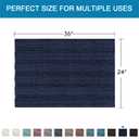 H.VERSAILTEX Bath Mats for Bathroom Non Slip Extra Thick Chenille Striped Bath Rug 24" x 36" Absorbent Non Skid Fluffy Soft Shaggy Rugs Washable Dry Fast Plush Mats for Indoor, Bath Room, Tub - Navy