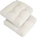 FUNHOME Water-Repellent Tufted Seat Cushions Set of 2 Outdoor Chair Cushions for Patio Furniture 19 x 19 x 5 Inch Patio Cushion for Rocking, Camping, Kitchen Chairs-Cream White