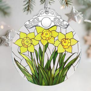 Christmas Ornaments: Stained Glass Ornament, Birth Flower Ornament, Christmas Tree Ornaments & Xmas Tree Decorations Exquisite Holiday Decor, Birth Flower Gifts Perfect Holiday & Xmas Gifts - Mar